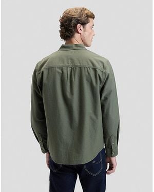 Lee Jeans Workwear Relaxed No Pocket Button Down Shirt - Green