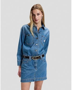 Lee Jeans Oval Buckle Leather Belt Größe - Blau