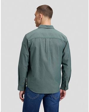 Lee Jeans Workwear Relaxed No Pocket Button Down Shirt Größe - Grün