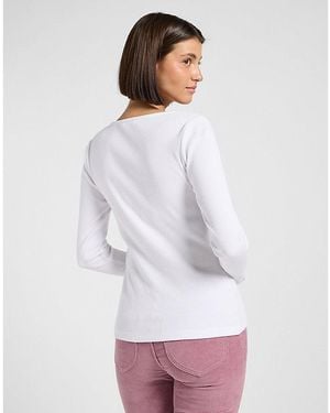 Lee Jeans Slim Long Sve Square Neck Top - White