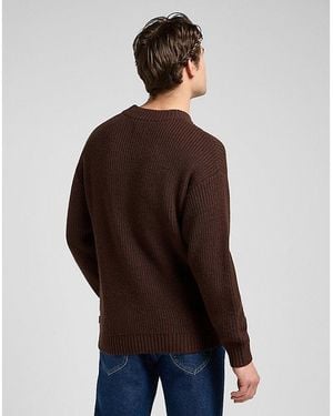 Lee Jeans Relaxed Chunky Crew Neck Jumper - Brown