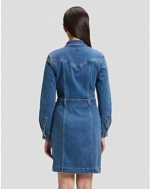 Lee Jeans Slim Long Sve Fitted Dress - Blue