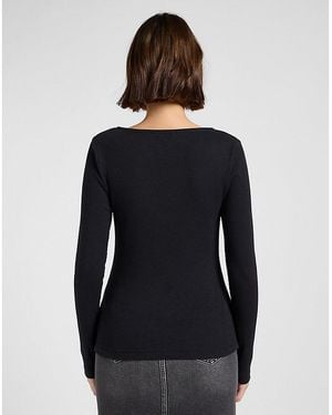 Lee Jeans Slim Long Sve Square Neck Top - Black