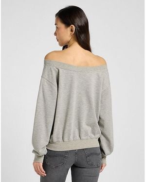 Lee Jeans Off Shoulder Regular Sweatshirt - Grey