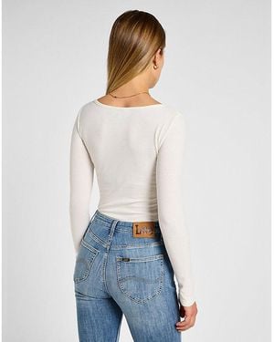 Lee Jeans Long Sve Slim Boat Neck Tee - White