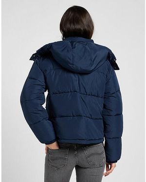 Lee Jeans Relaxed Hooded Short Puffer - Blue