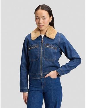 Lee Jeans Regular Zip Front Denim Jacket - Blue
