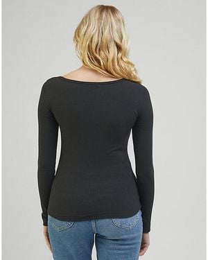 Lee Jeans Long Sve Slim Boat Neck Tee - Black