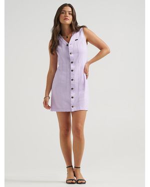 Lee Jeans Womens V Neck Seamed Rider Dress - Purple