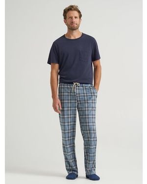 Lee Jeans Mens Plaid Lounge Pants With Contrast Waistband - Blue