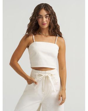 Lee Jeans Womens Detachable Straps Linen Tube Top - White