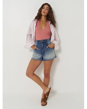 Lee Jeans Womens High Rise Flirty Denim Shorts - Blue