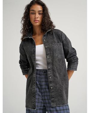 Lee Jeans Womens Oversized Button Up Shirt - Gray