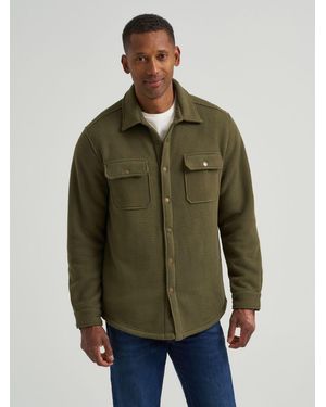 Lee Jeans Mens Chunky Waffle Sherpa Lined Shirt Jacket - Green