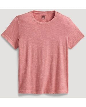 Lee Jeans Womens Solid Crew Neck T-shirt - Pink