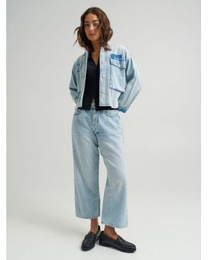 Lee Jeans Womens Loose Crop Button-fly Jeans - Blue