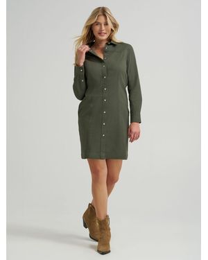 Lee Jeans Womens Western Button Down Dress - Green