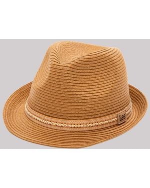 Lee Jeans Laced Leather Band Straw Fedora - Natural