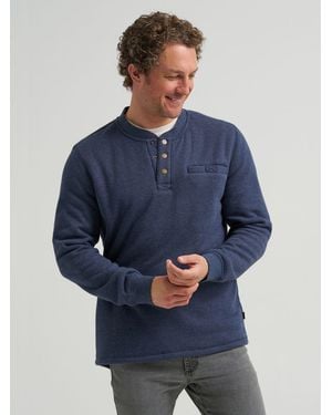 Lee Jeans Mens Drop Needle Sherpa Lined Henley - Blue