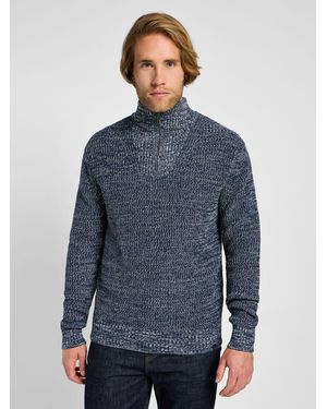 Lee Jeans Mens Half Zip Mock Neck Sweater - Blue