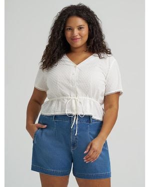 Lee Jeans Womens Button Front Tie Top Plus Size - White