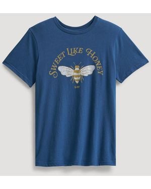 Lee Jeans Womens Sweet Like Honey Graphic T-shirt - Blue