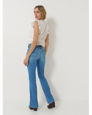 Lee Jeans Womens Lace Up Back Button Fly Bootcut Jeans - Blue