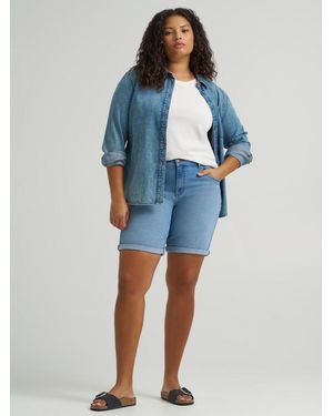 Lee Jeans Womens Legendary Relaxed Denim Bermuda Plus Size - Blue