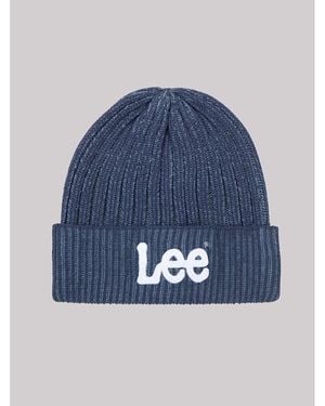 Lee Jeans Womens Embroidered Logo Beanie - Blue