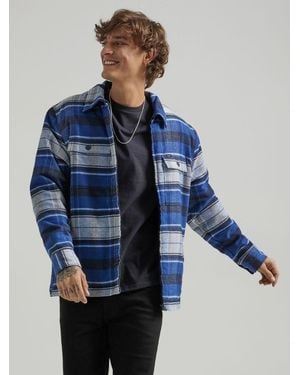 Lee Jeans Mens Sherpa Lined Flannel Overshirt - Blue