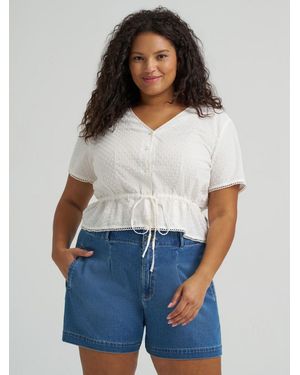 Lee Jeans Womens Button Front Tie Top Plus Size - White