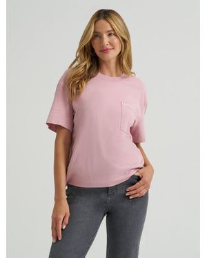Lee Jeans Womens Solid Logo Pocket T-shirt - Red