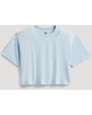 Lee Jeans Womens Boxy Fit Embroidered Logo T-shirt - Blue