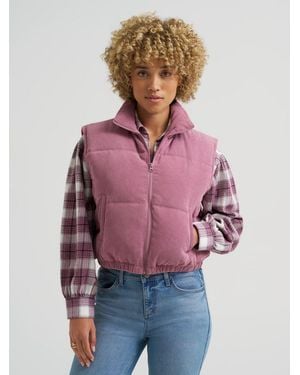 Lee Jeans Womens Corduroy Puffer Vest - Red