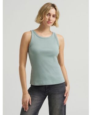 Lee Jeans Womens Solid Ribbed Tank Top - Green