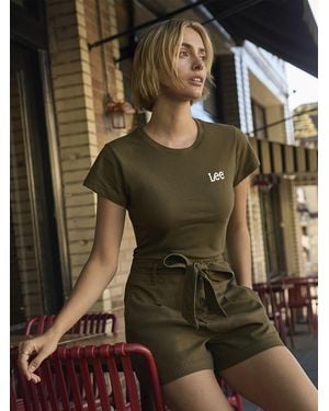Lee Jeans Womens High Rise Bow Shorts - Natural