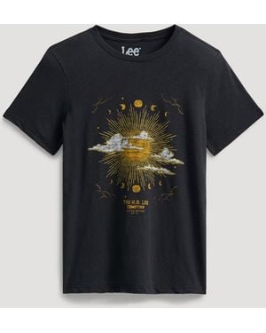Lee Jeans Womens Celestial Moon Phases Graphic T-shirt - Black