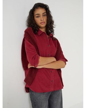 Lee Jeans Womens Classic Button Down Corduroy Shirt - Red