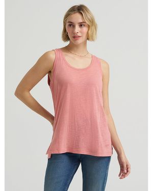 Lee Jeans Womens Solid Scoop Neck Linen Tank Top - Pink