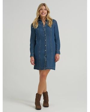 Lee Jeans Womens Western Button Down Dress - Blue