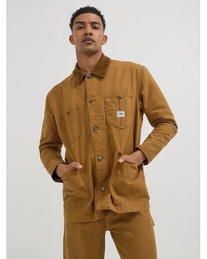Lee Jeans Mens Blanket Lined Workwear Chore Jacket - Brown