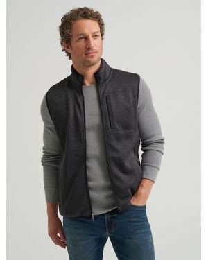 Lee Jeans Mens Full Zip Fce Sweater Vest - Gray