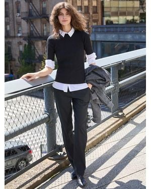 Lee Jeans Wrinkle Free Relaxed Fit Straight Leg Pants Gunmetal Stripe - White