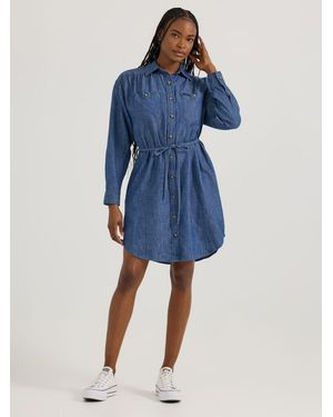 Lee Jeans Womens Legendary Shirred Frontier Dress - Blue