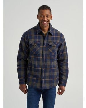 Lee Jeans Mens Sherpa Lined Flannel Shirt Jacket - Blue