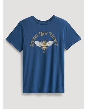 Lee Jeans Womens Sweet Like Honey Graphic T-shirt - Blue