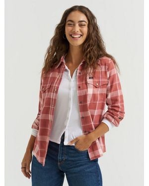 Lee Jeans Womens Plaid Western Snap Front Shirt - Red