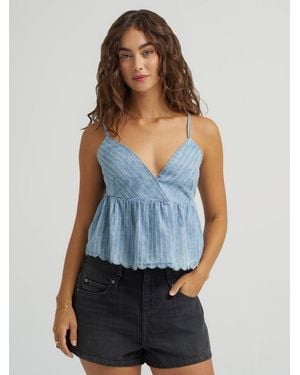Lee Jeans Womens Cross Back Peplum Cami Top - Blue