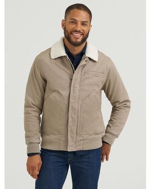 Lee Jeans Mens Honeycomb Sherpa Lined Bomber Jacket - Natural
