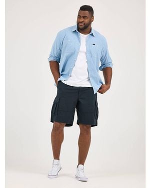 Lee Jeans Mens Extreme Motion Carolina Ripstop Cargo Shorts - Blue